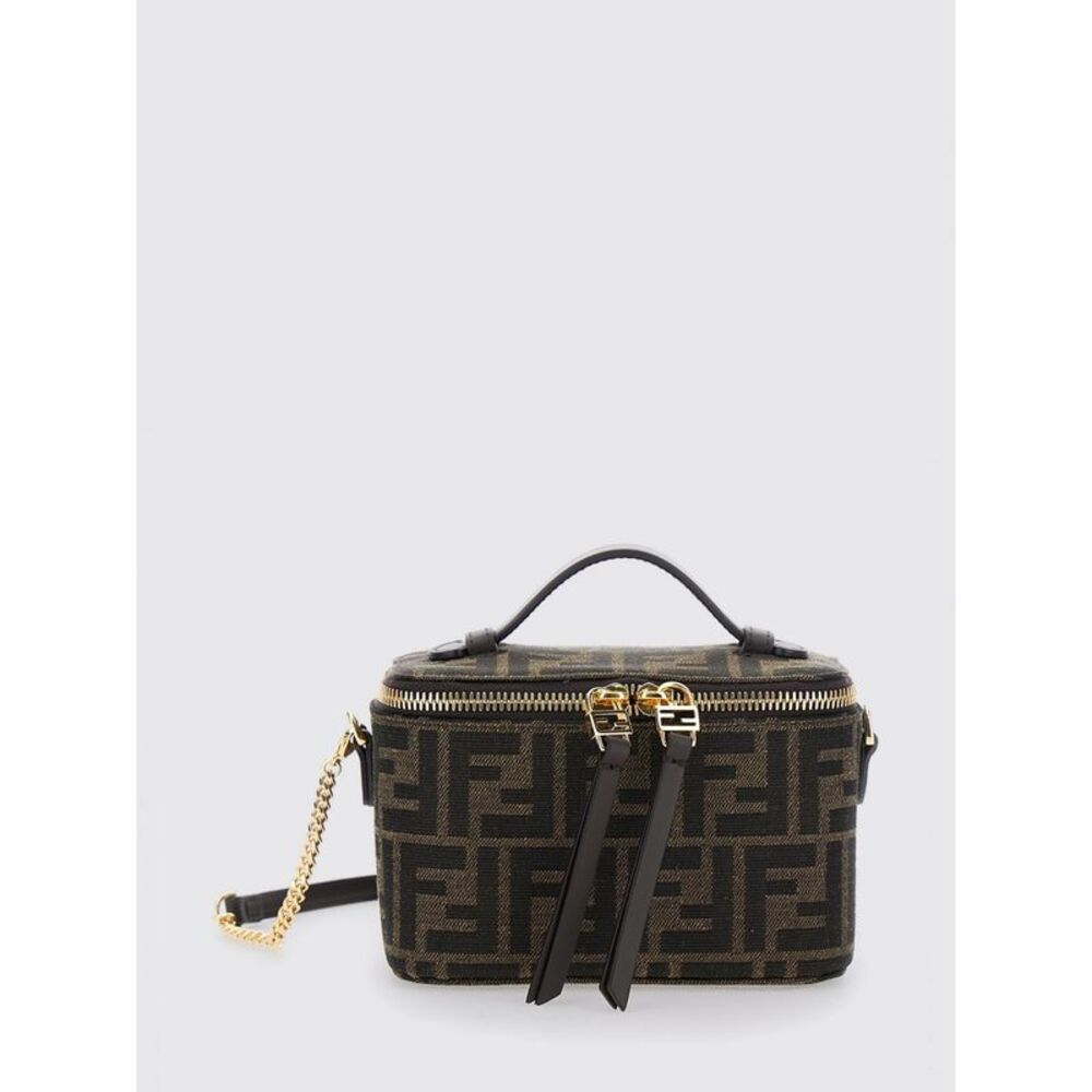 Fendi Women Fendi Mini Vanity Case In Ff Monogram Jacquard Fabric